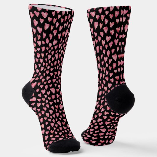 Niedliche rosa Liebe Herzschwarz Muster Socken (Gewinkelt)