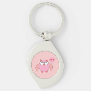 Niedliche rosa Liebe Sie Owl Schlüsselanhänger