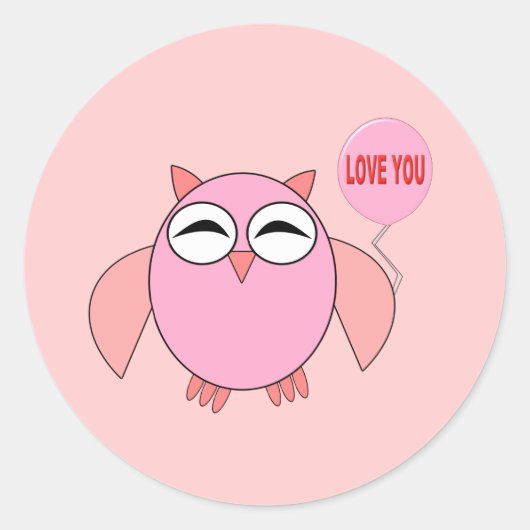 Niedliche rosa Liebe Sie Owl Stickers (Vorderseite)