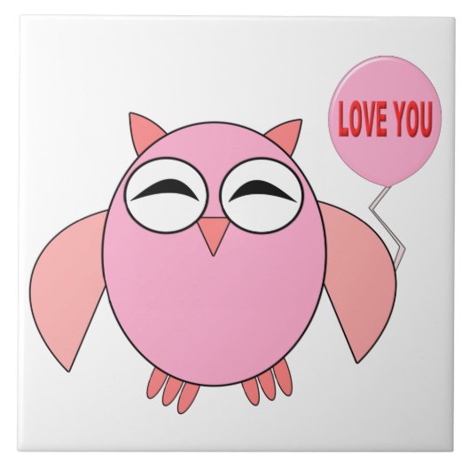 Niedliche rosa Liebe Sie Owl Tile Fliese (Vorderseite)