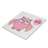 Niedliche rosa Liebe Sie Owl Tile Fliese (Seite)