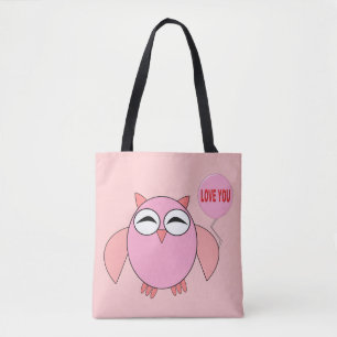 Niedliche rosa Liebe Sie Owl Totbeutel Tasche