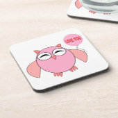 Niedliche rosa Liebe Sie Owl Untersetzer (Linke Seite)