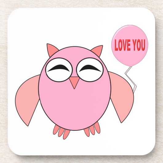 Niedliche rosa Liebe Sie Owl Untersetzer (Vorderseite)