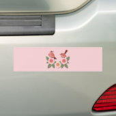 Niedliche Rosa Liebesvögel und blühende Rose Autoaufkleber (Auf Auto)