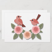 Niedliche Rosa Liebesvögel und blühende Rose Briefpapier (Vorne/Hinten)