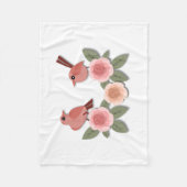 Niedliche Rosa Liebesvögel und blühende Rose Fleecedecke (Vorderseite)