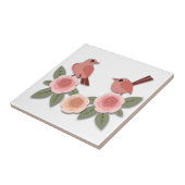 Niedliche Rosa Liebesvögel und blühende Rose Fliese (Seite)