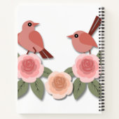 Niedliche Rosa Liebesvögel und blühende Rose Notizblock (Rückseite)