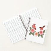 Niedliche Rosa Liebesvögel und blühende Rose Notizblock (Innenseite)