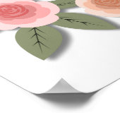 Niedliche Rosa Liebesvögel und blühende Rose Poster (Ecke)