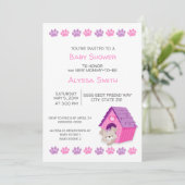 Niedliche, rosa Lila Kinderspielhundedusche laden  Einladung (Stehend Vorderseite)