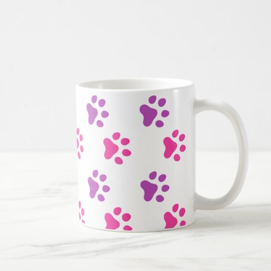 Niedliche rosa/lila Tatze druckt Tasse (Rechts)