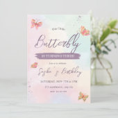 niedliche Rosa Mädchen Glitzer Geburtstag Einladun Einladung (Stehend Vorderseite)