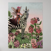 Niedliche Rosa Märchen auf Zebra Einhorn Kunst, Di Poster (Vorne)