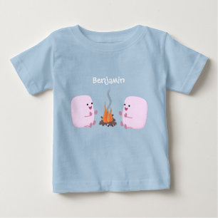 Niedliche rosa Marshmallows im Cartoon des Lagerfe Baby T-shirt