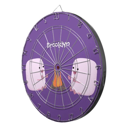 Niedliche rosa Marshmallows im Cartoon des Lagerfe Dartscheibe (Vorderseite rechts)