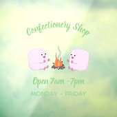 Niedliche rosa Marshmallows im Cartoon des Lagerfe Fensteraufkleber (Blatt 3)