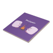 Niedliche rosa Marshmallows im Cartoon des Lagerfe Fliese (Seite)