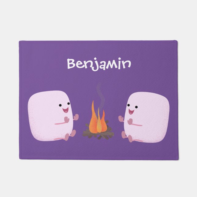 Niedliche rosa Marshmallows im Cartoon des Lagerfe Fußmatte (Vorderseite)