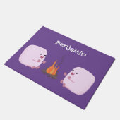 Niedliche rosa Marshmallows im Cartoon des Lagerfe Fußmatte (Schrägansicht)