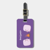 Niedliche rosa Marshmallows im Cartoon des Lagerfe Gepäckanhänger (Vorderseite vertikal)