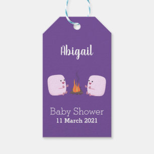 Niedliche rosa Marshmallows im Cartoon des Lagerfe Geschenkanhänger