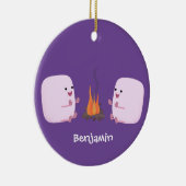 Niedliche rosa Marshmallows im Cartoon des Lagerfe Keramik Ornament (Rechts)