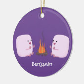 Niedliche rosa Marshmallows im Cartoon des Lagerfe Keramik Ornament (Links)