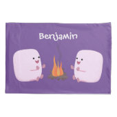 Niedliche rosa Marshmallows im Cartoon des Lagerfe Kissenbezug (Rückseite)