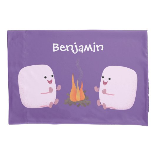 Niedliche rosa Marshmallows im Cartoon des Lagerfe Kissenbezug (Vorderseite)