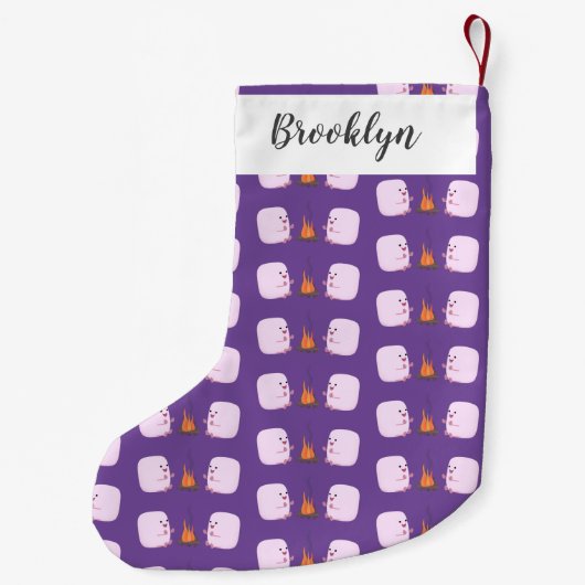 Niedliche rosa Marshmallows im Cartoon des Lagerfe Kleiner Weihnachtsstrumpf (Rückseite)