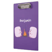 Niedliche rosa Marshmallows im Cartoon des Lagerfe Klemmbrett (Links)