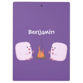 Niedliche rosa Marshmallows im Cartoon des Lagerfe Klemmbrett (Rückseite)