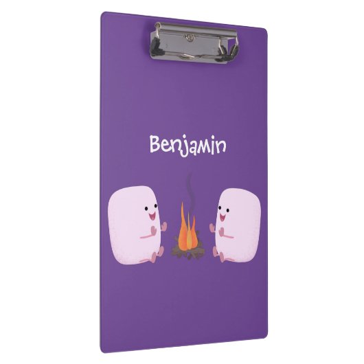 Niedliche rosa Marshmallows im Cartoon des Lagerfe Klemmbrett (Rechts)