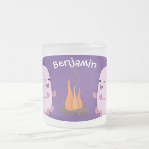 Niedliche rosa Marshmallows im Cartoon des Lagerfe Mattglastasse