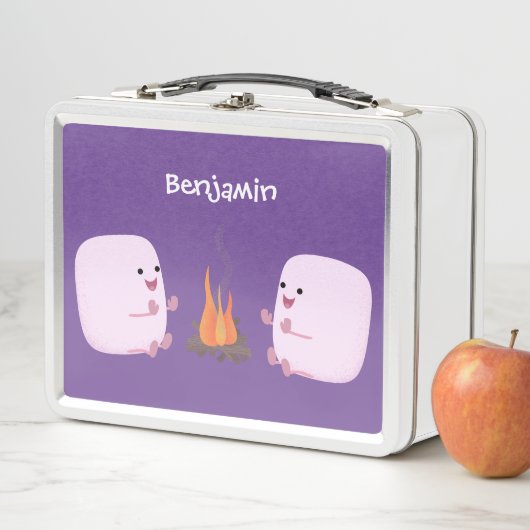 Niedliche rosa Marshmallows im Cartoon des Lagerfe Metall Brotdose (Beispiel)