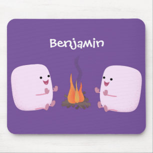 Niedliche rosa Marshmallows im Cartoon des Lagerfe Mousepad