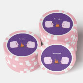 Niedliche rosa Marshmallows im Cartoon des Lagerfe Pokerchips (Stapel)