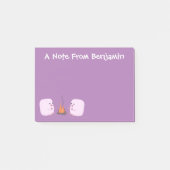 Niedliche rosa Marshmallows im Cartoon des Lagerfe Post-it Klebezettel (Vorderseite)