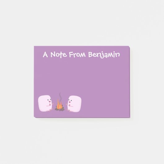 Niedliche rosa Marshmallows im Cartoon des Lagerfe Post-it Klebezettel (Vorderseite)