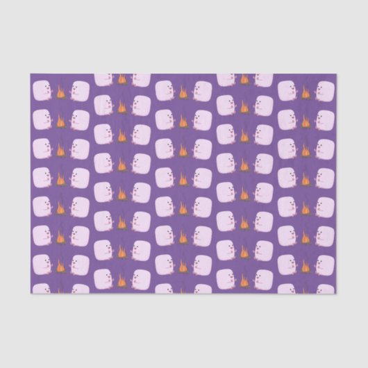 Niedliche rosa Marshmallows im Cartoon des Lagerfe Seidenpapier (Vorderseite)