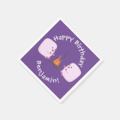 Niedliche rosa Marshmallows im Cartoon des Lagerfe Serviette (Ecke)