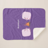 Niedliche rosa Marshmallows im Cartoon des Lagerfe Sherpadecke (Vorderseite (Horizontal))