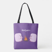 Niedliche rosa Marshmallows im Cartoon des Lagerfe Tasche (Rückseite)