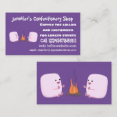 Niedliche rosa Marshmallows im Cartoon des Lagerfe Visitenkarte (Vorne/Hinten)