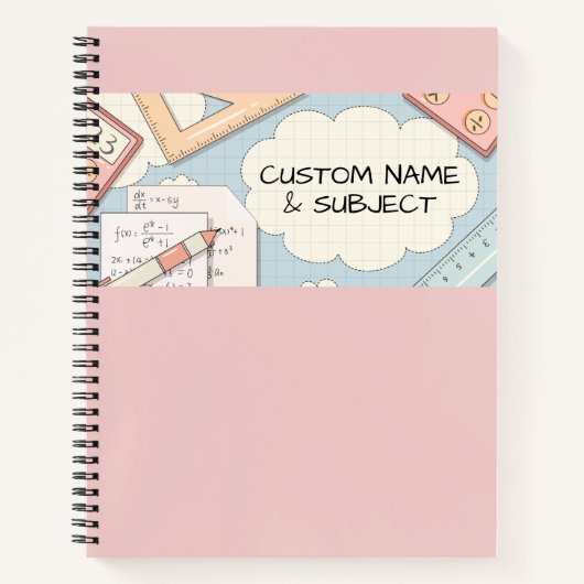 Niedliche rosa Math Tools Graphic Spiral Notebook Notizblock (Vorderseite)