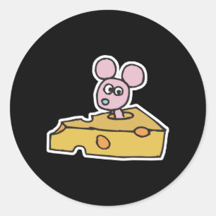 niedliche Rosa Maus in Schweizer Käse Runder Aufkleber