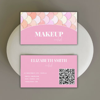 niedliche rosa Meerjungfrau-Waage QR-Code-Make-up Visitenkarte