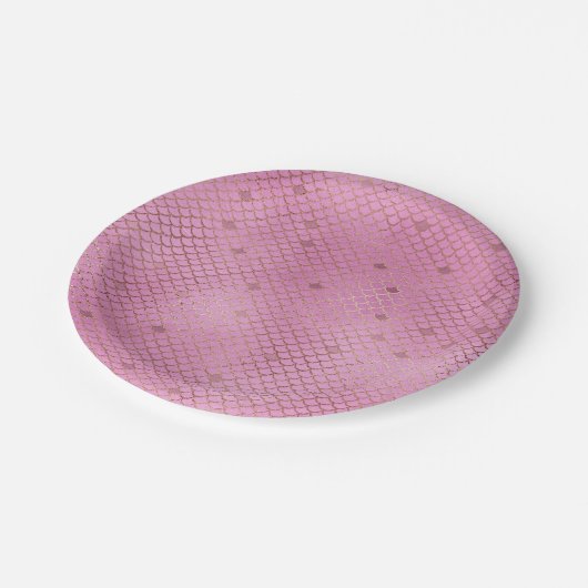 Niedliche rosa Meerjungfrauenskala für eine Geburt Pappteller (Schrägansicht)